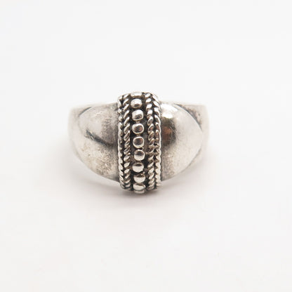 925 Sterling Silver Vintage Beaded Ring Size 5.75