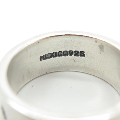 925 Sterling Silver Vintage Mexico Stripes & Hole Band Ring Size 7.5