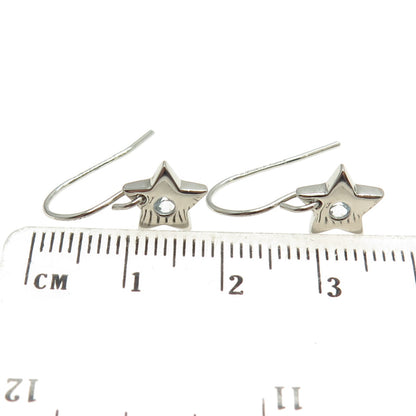 DEE BERKLEY JEWELRY 925 Sterling Silver Real Blue Topaz Gem Star Dangle Earrings