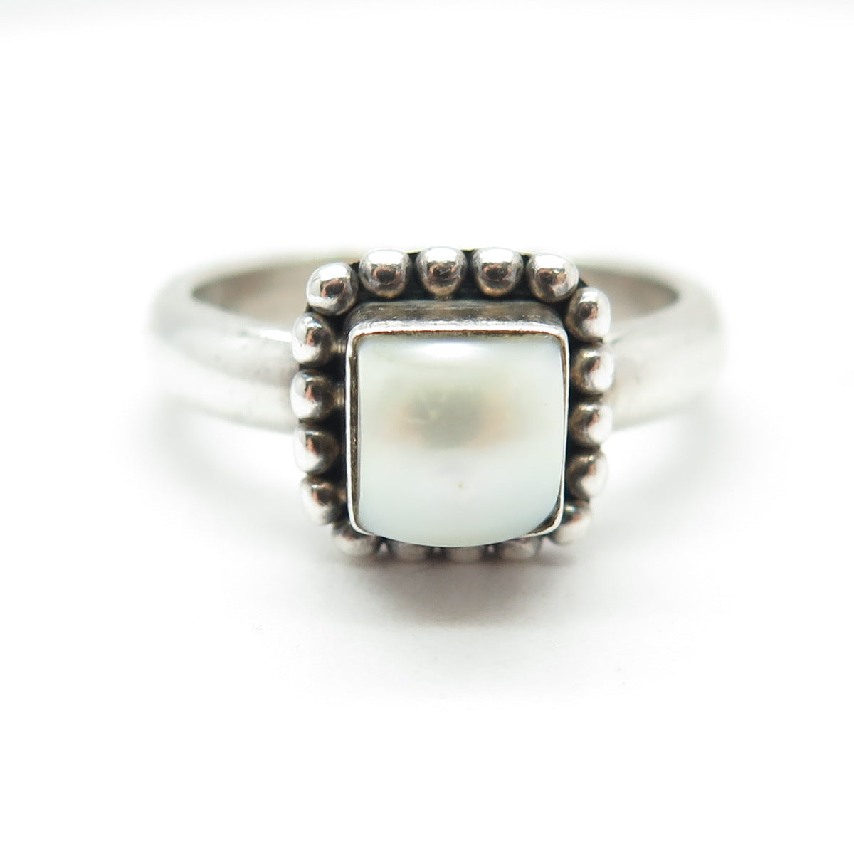 SILPADA 925 Sterling Silver Vintage Real Pearl Beaded Oxidized Ring Size 8