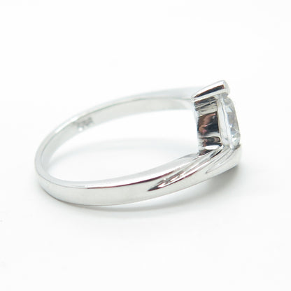 925 Sterling Silver Round-Cut Shaped C Z Bypass Engagement Ring Size 6
