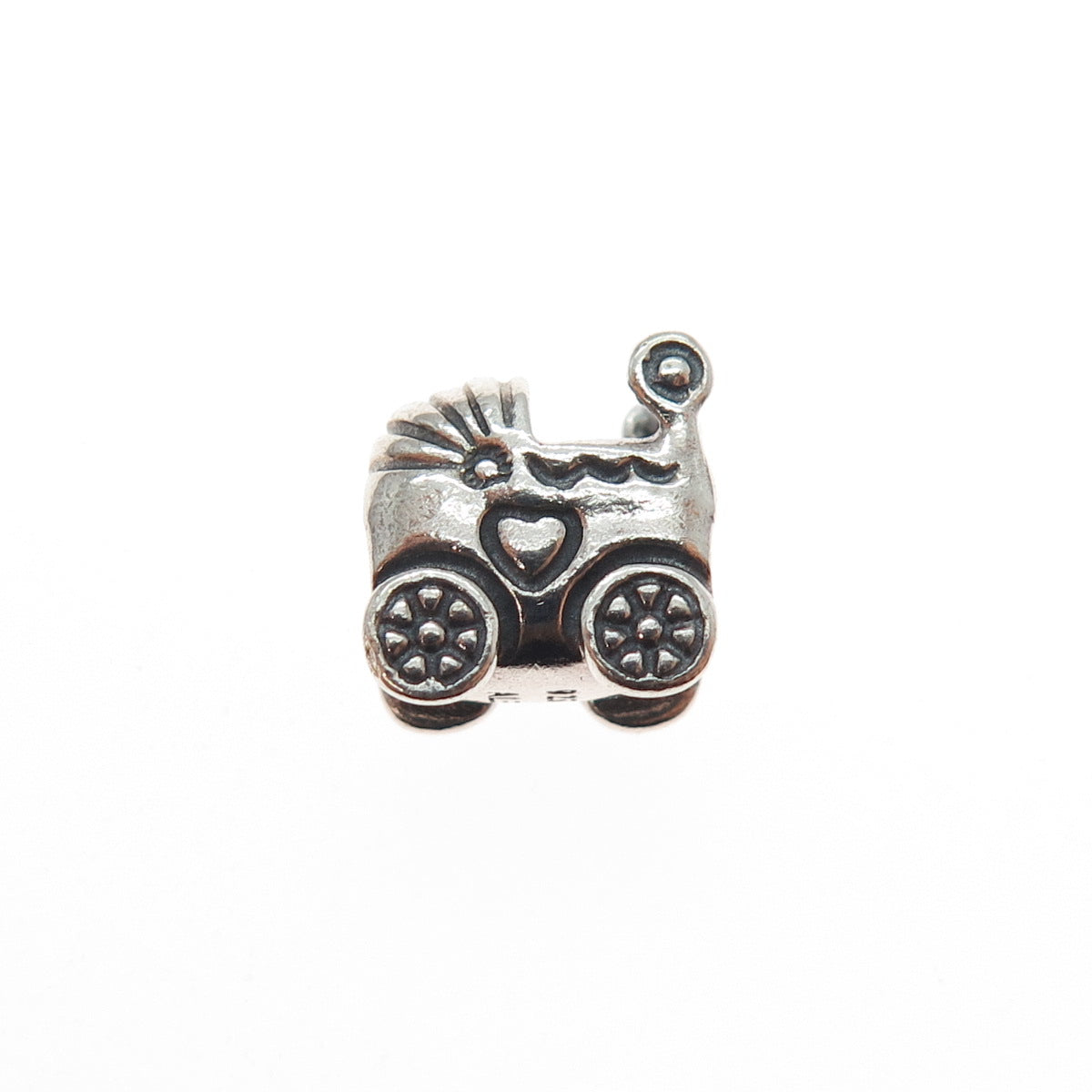 PANDORA 925 Sterling Silver Baby Carriage / Stroller Slide Bead Charm