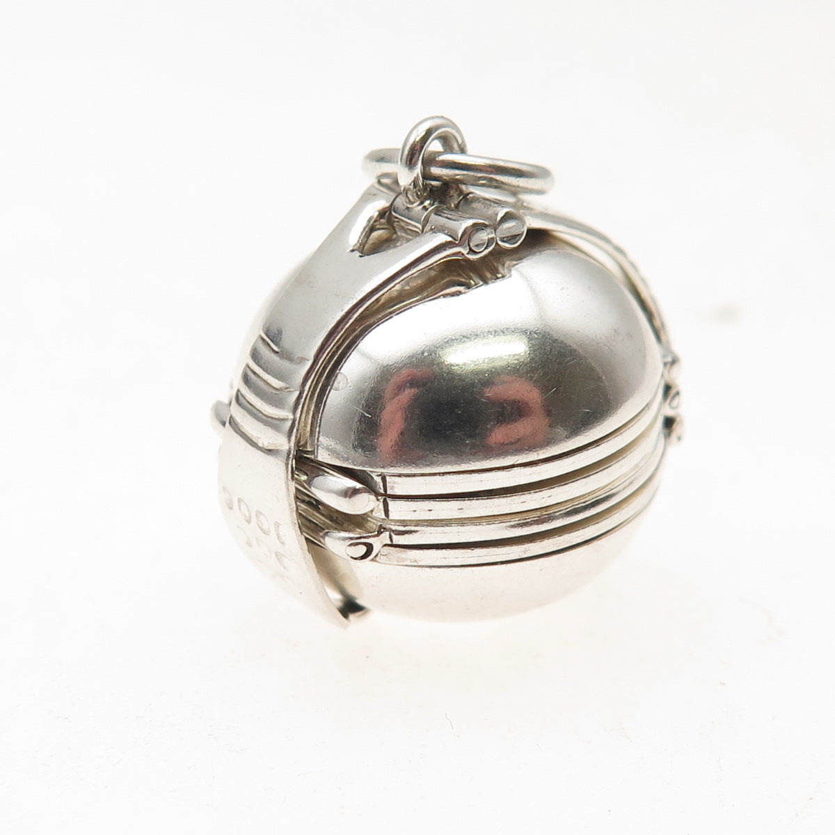 925 Sterling Silver Vintage Transformer Ball Oxidized Locket Charm Pendant