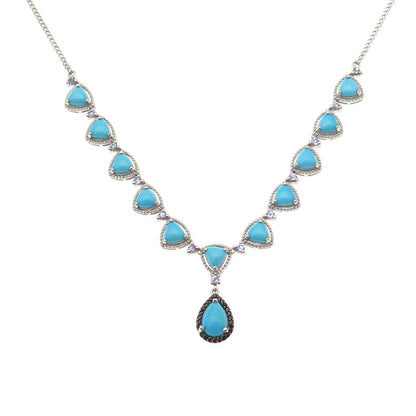 Chuck Clemency 925 Sterling Silver Real Turquoise Tanzanite Spinel Necklace 18"