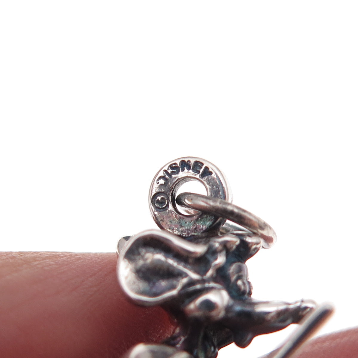 Disney & Cellini 925 Sterling Silver Vintage Glass Jaq Cinderella Charm Pendant