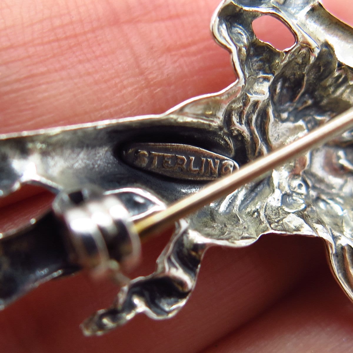 925 Sterling Silver Vintage Angel Cherub Pin Brooch