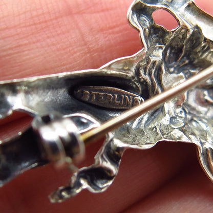 925 Sterling Silver Vintage Angel Cherub Pin Brooch