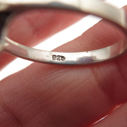 925 Sterling Silver Vintage Emerald-Cut Lab-Created Peacock Sapphire Ring Size 9