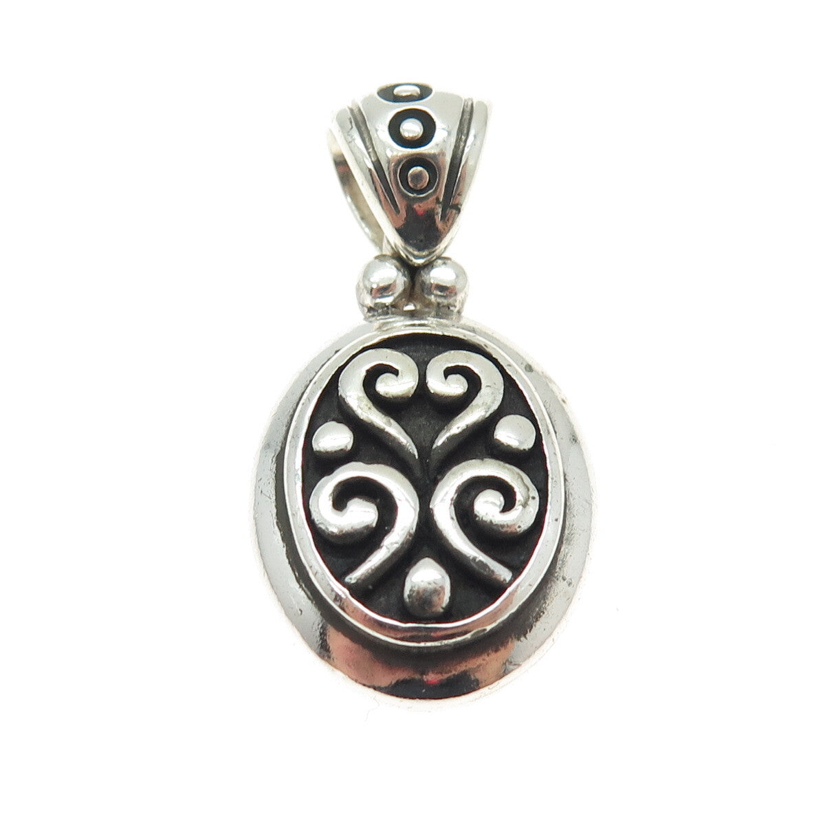 925 Sterling Silver Vintage Swirl Oxidized Pendant