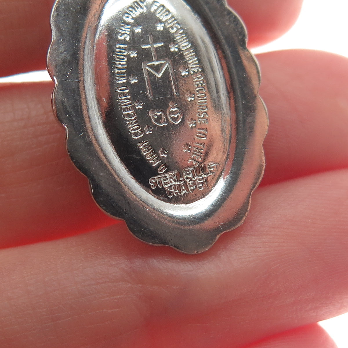 CHAPEL 925 Sterling Silver Filled Vintage St. Mary Miraculous Religious Pendant