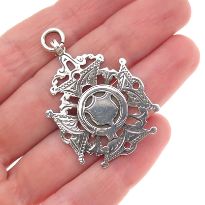 Herbert Bushell & Son Sterling Silver Antique 1928 Birmingham Cross Fob Pendant