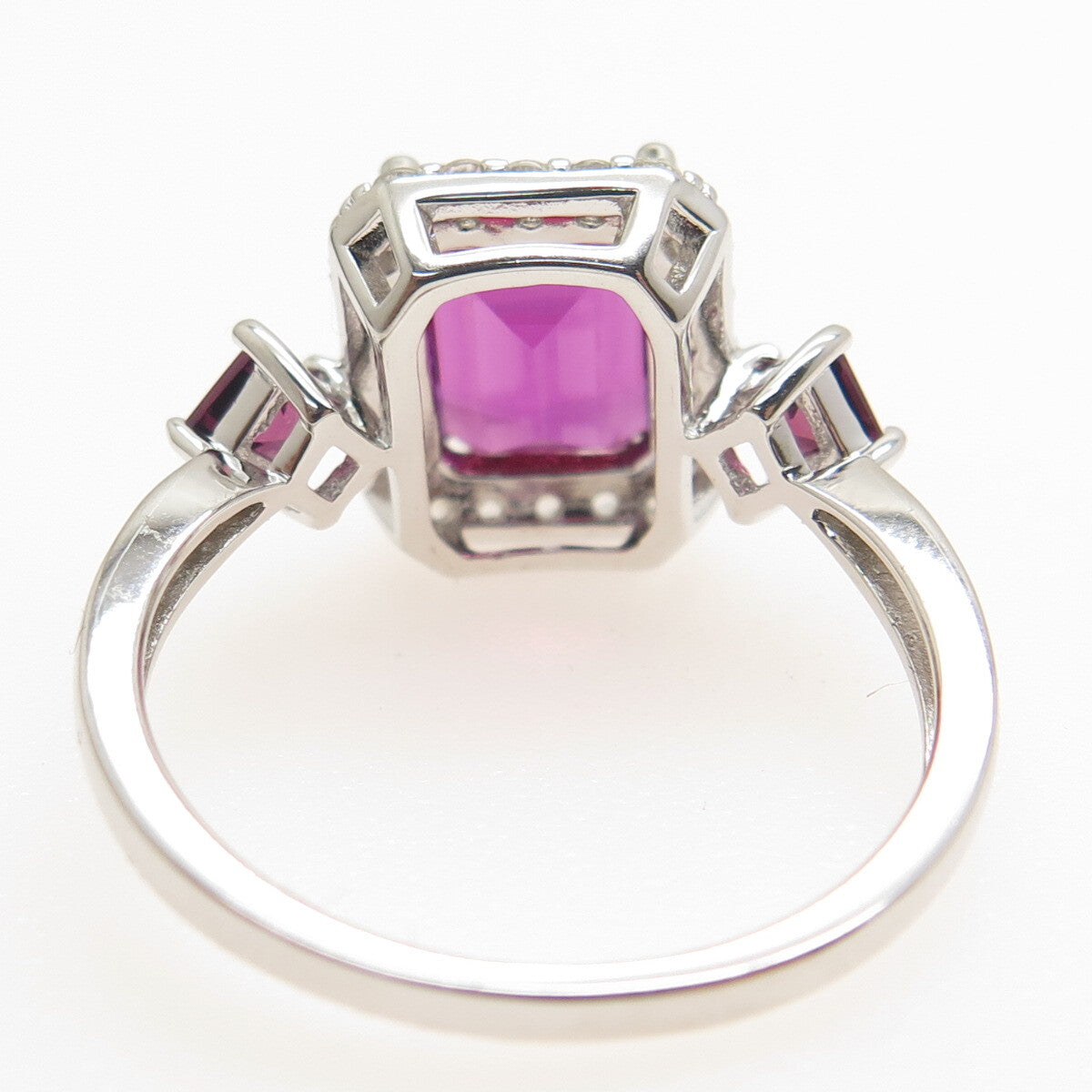 925 Sterling Silver Lab-Created Sapphire & Real White Topaz Ring Size 8