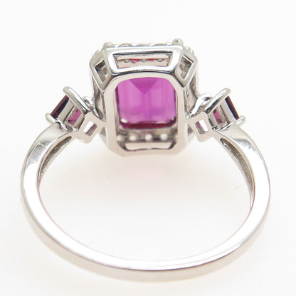 925 Sterling Silver Lab-Created Sapphire & Real White Topaz Ring Size 8