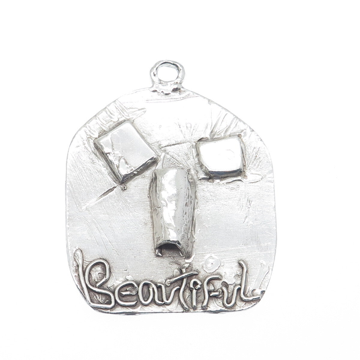 SANDRA DEE OWENS Sterling Silver Vintage Beautiful Abstract Face Large Pendant