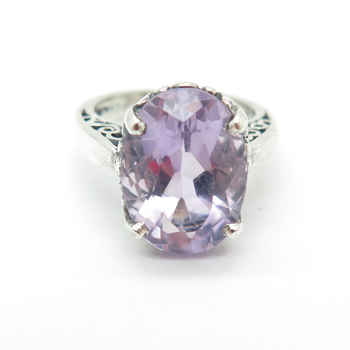 KABANA 925 Sterling Silver Vintage Real Amethyst Gemstone Ring Size 5