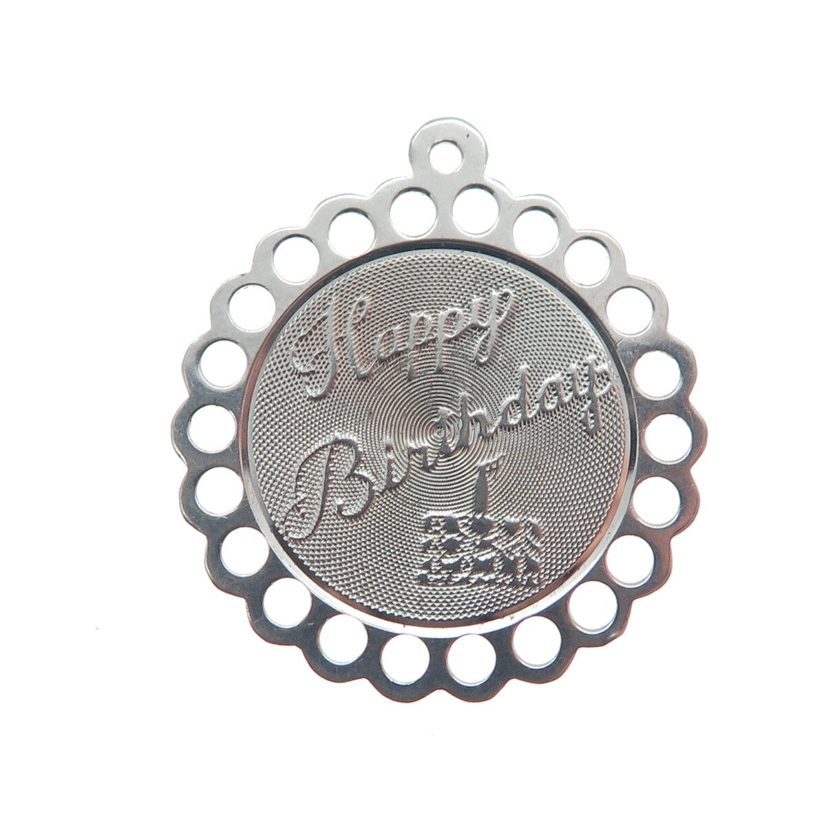 TOWN & COUTRY 925 Sterling Silver Vintage "Happy Birthday" Cake Pendant