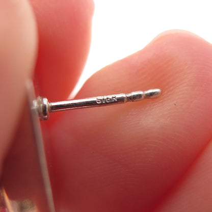 925 Sterling Silver Vintage Real Amber Modernist Earrings