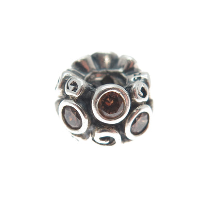PANDORA 925 Sterling Silver Smoky C Z Spiral Bead Charm