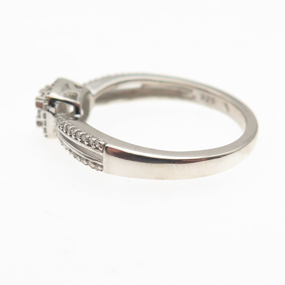 Sun 925 Sterling Silver Real Round-Cut Diamond Engagement Ring Size 7