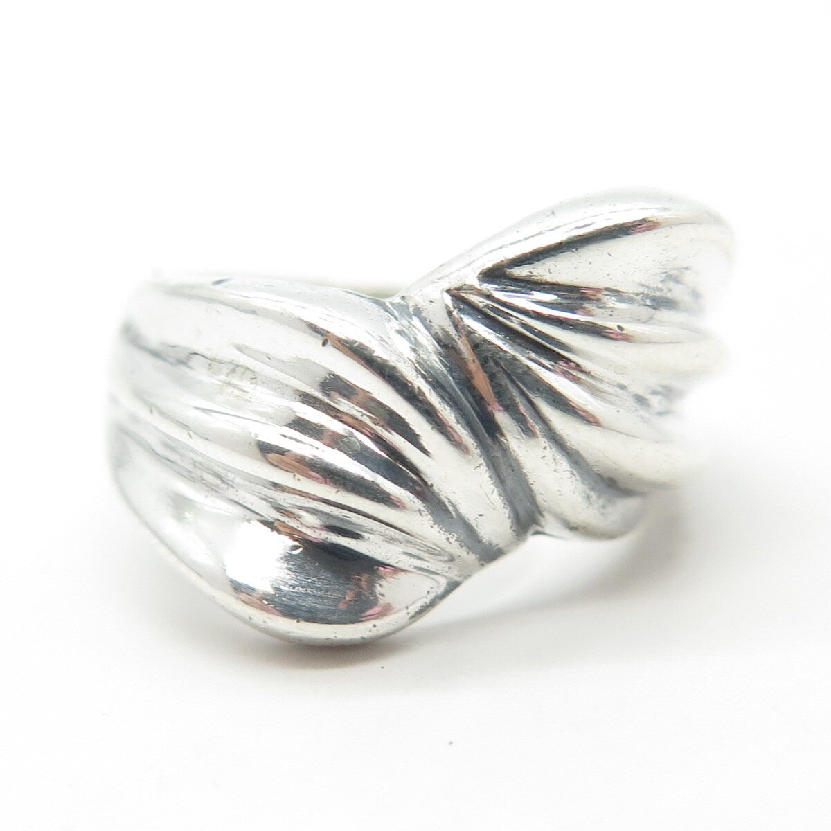 925 Sterling Silver Vintage Textured Modernist Ring Size 6