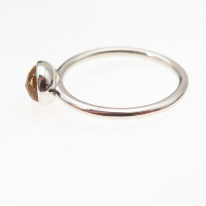Pandora 925 Sterling Silver Real Citrine November Birthstone Droplet Ring Size 6