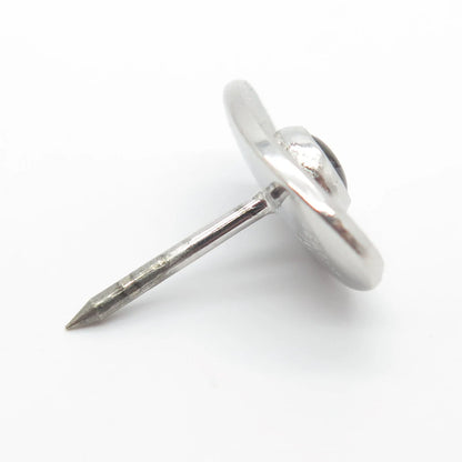 925 Sterling Silver Vintage Real Mother-of-Pearl Textured Tie Clip