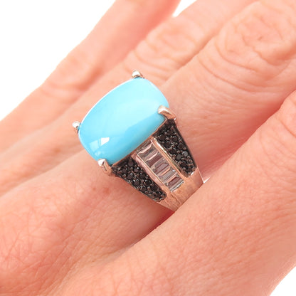 Chuck Clemency 925 Sterling Silver Real Turquoise Spinel & Topaz Ring Size 7.25