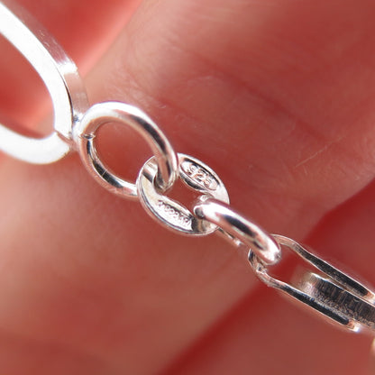 925 Sterling Vintage Italy Black Onyx Modernist Paperclip Chain Necklace 24"