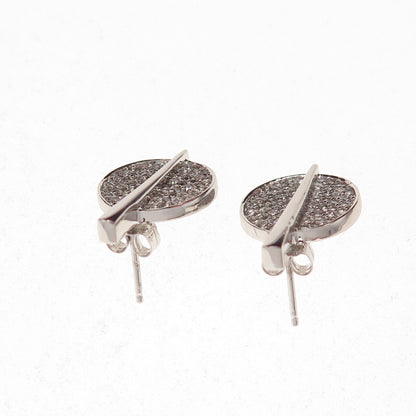 925 Sterling Silver Round-Cut C Z Disc Stud Earrings