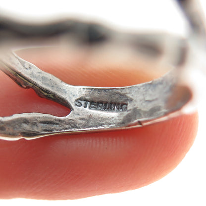 925 Sterling Silver Vintage Modernist Twisted Knot Oxidized Ring Size 9.5