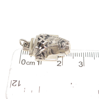 Creed 925 Sterling Silver Vintage Jesus Cross Oxidized Charm Pendant