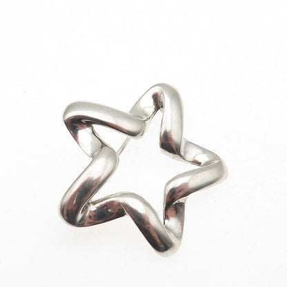 925 Sterling Silver Vintage Modenrist Star Oxidized Pin Brooch