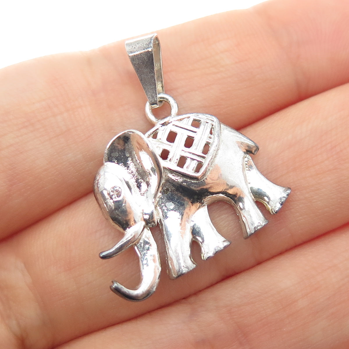 925 Sterling Silver Vintage Mexico Elephant Charm Pendant