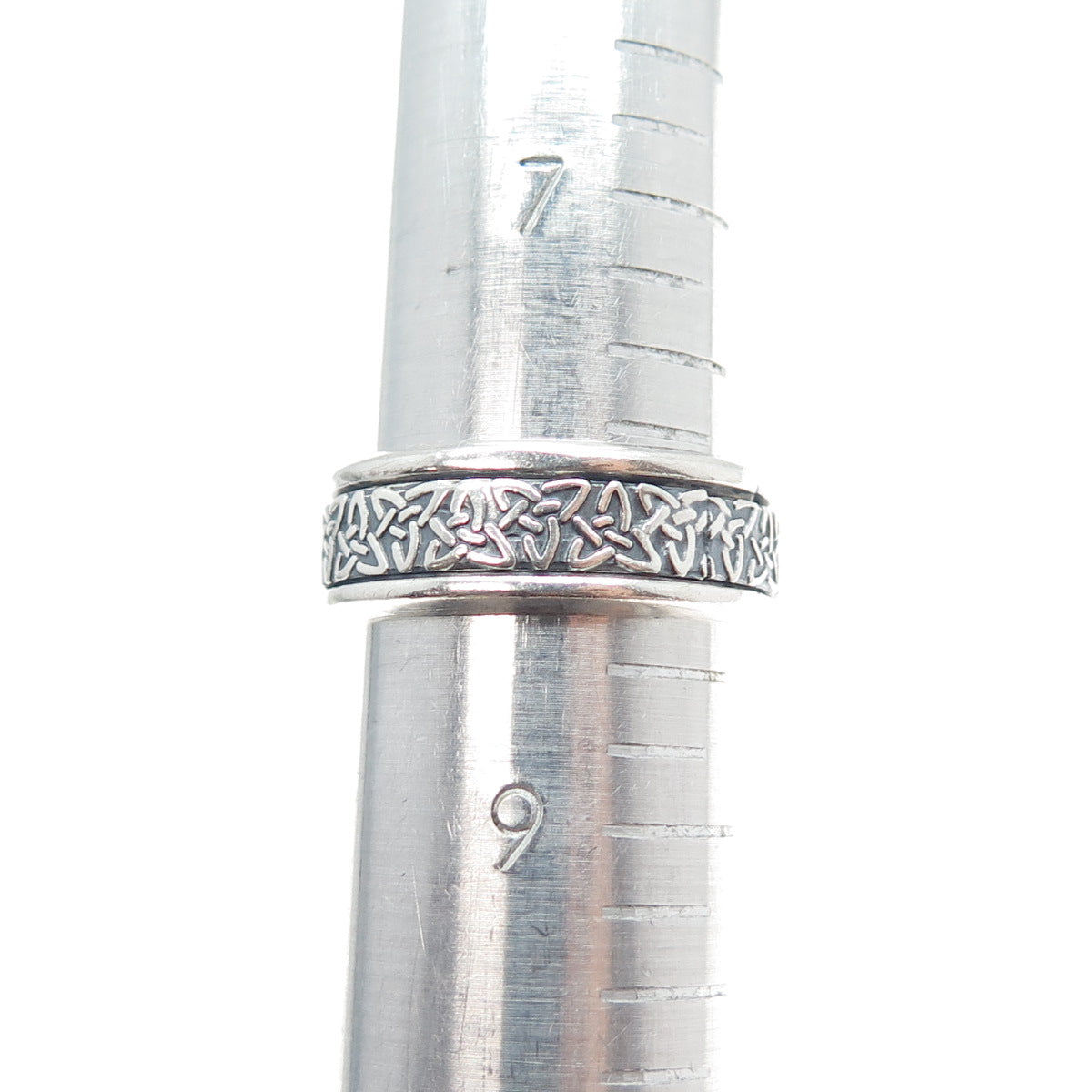 925 Sterling Silver Vintage Mexico Trinity Rotating Band Oxidized Ring Size 8.25
