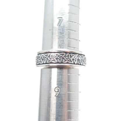 925 Sterling Silver Vintage Mexico Trinity Rotating Band Oxidized Ring Size 8.25