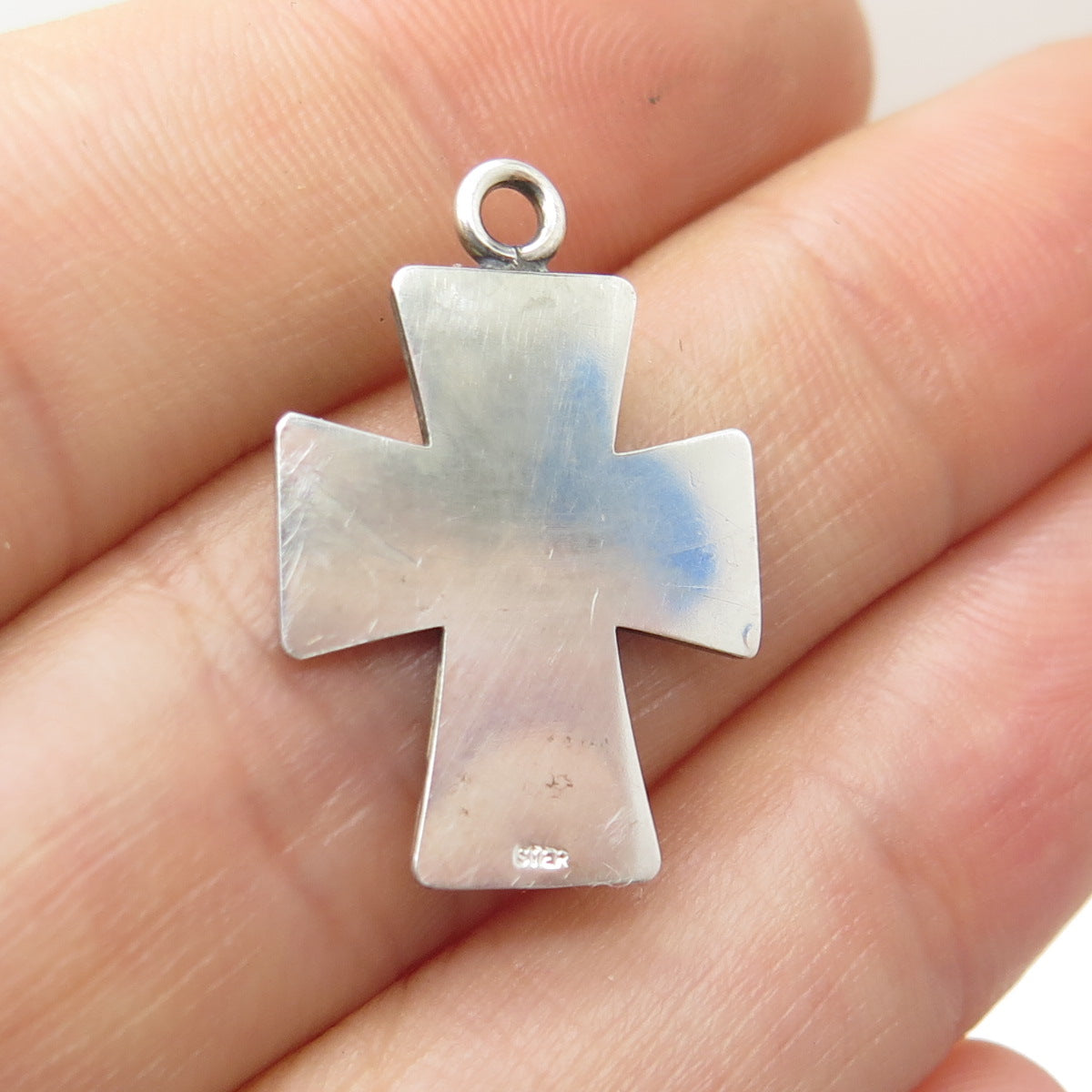 925 Sterling Silver Vintage Real Turquoise Inlay Minimalist Charm Pendant