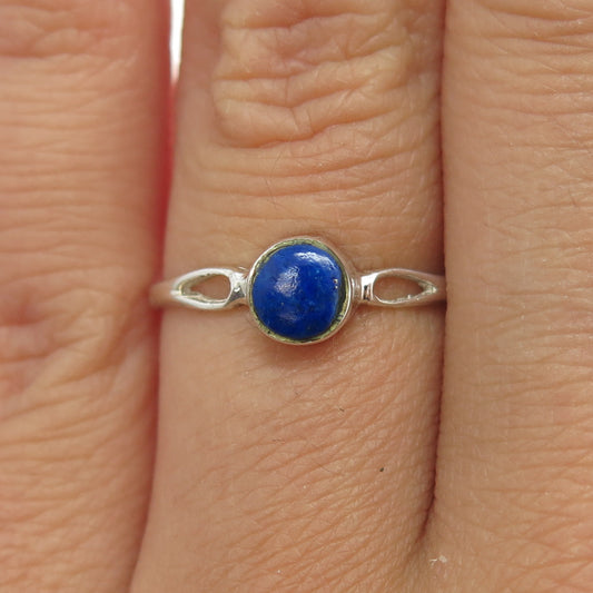 925 Sterling Silver Vintage Southwestern Real Lapis Lazuli Ring Size 7