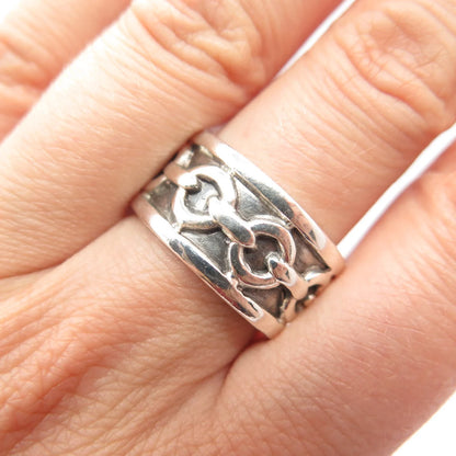 925 Sterling Silver Vintage Mexico Chain Band Ring Size 9.75