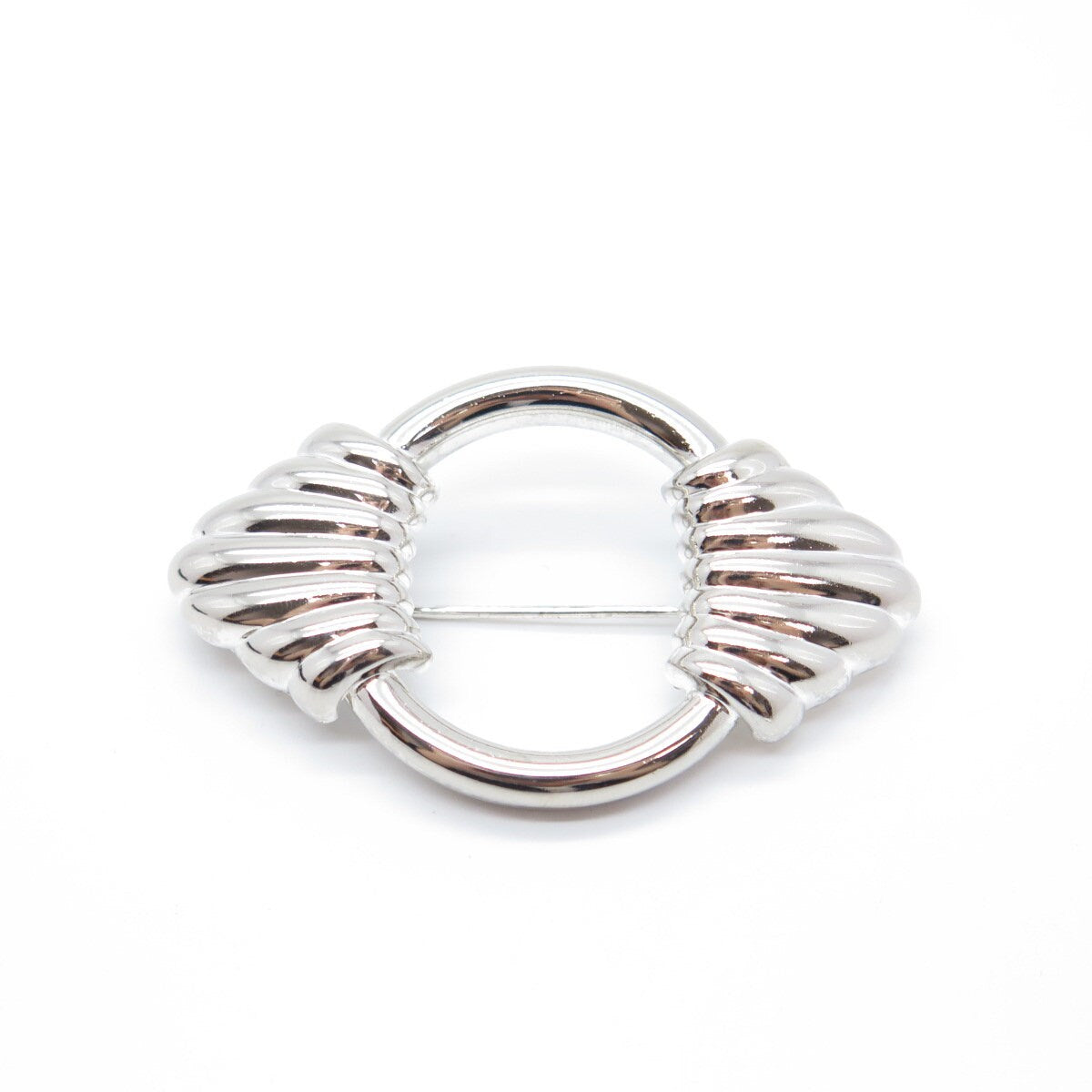 925 Sterling Silver Vintage Ribbed Modernist Pin Brooch