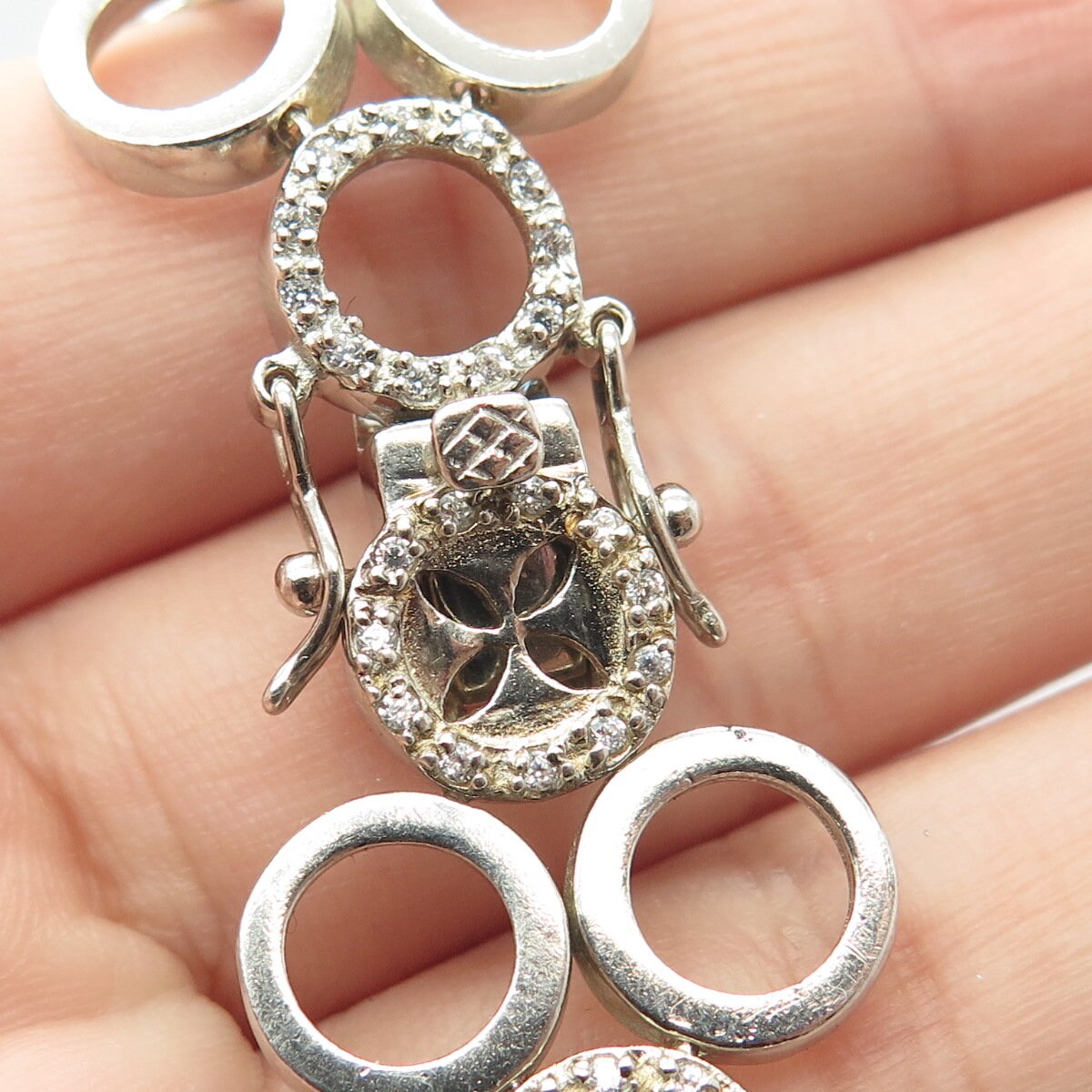 925 Sterling Silver Seta C Z Bubbles Link Bracelet 7.25"