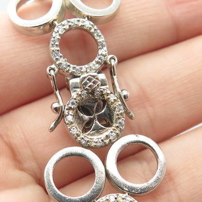 925 Sterling Silver Seta C Z Bubbles Link Bracelet 7.25"