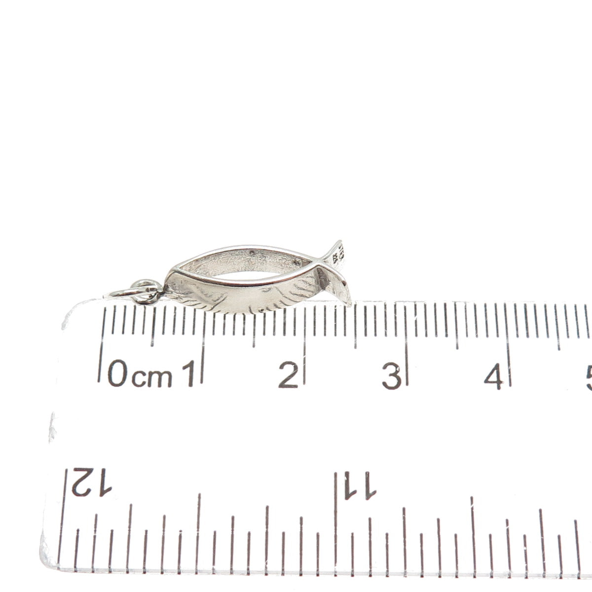 925 Sterling Silver Vintage Ichthys Religious Minimalist Charm Pendant