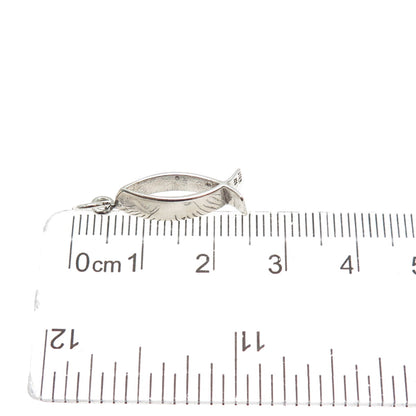925 Sterling Silver Vintage Ichthys Religious Minimalist Charm Pendant