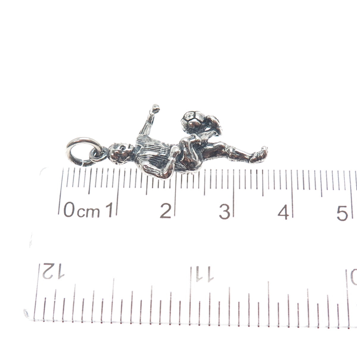 925 Sterling Silver Vintage Mexico Soccer Player Oxidized Charm Pendant