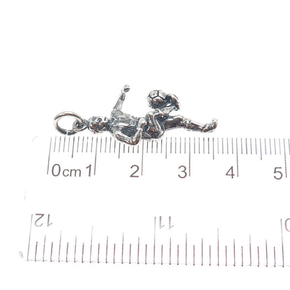 925 Sterling Silver Vintage Mexico Soccer Player Oxidized Charm Pendant