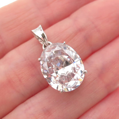 925 Sterling Silver Oval-Cut C Z Mini Charm Pendant