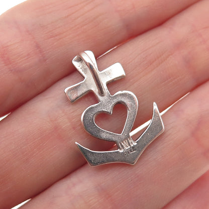 John W Kessler 925 Sterling Silver Vintage Faith Hope & Love Slide Charm Pendant