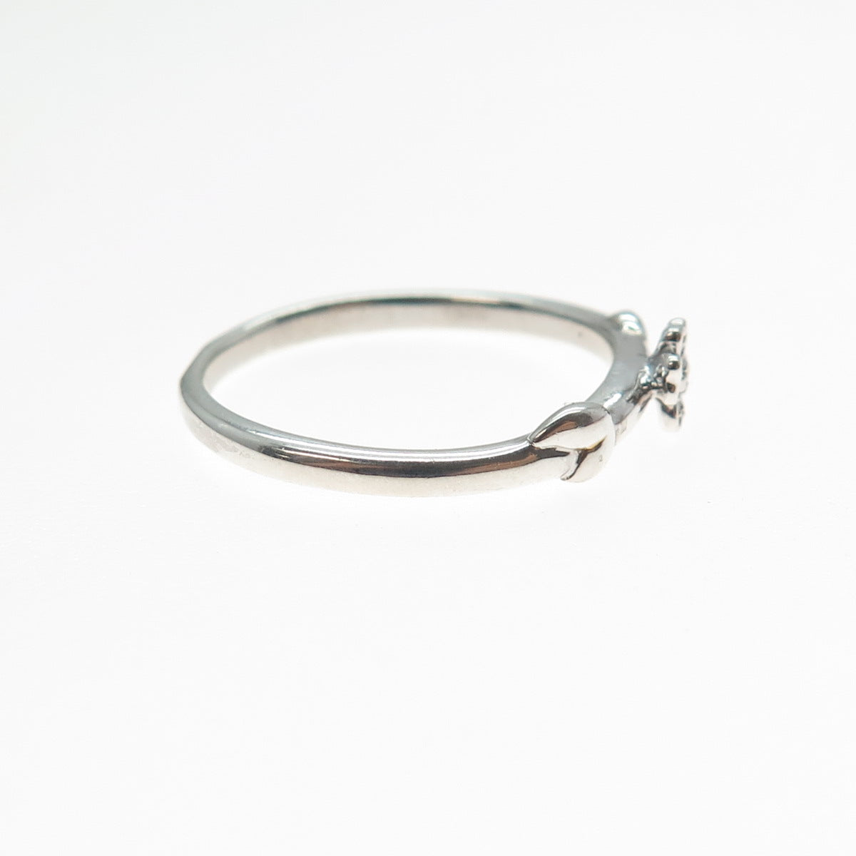 925 Sterling Silver Real Diamond Accent Flower Ring Size 9