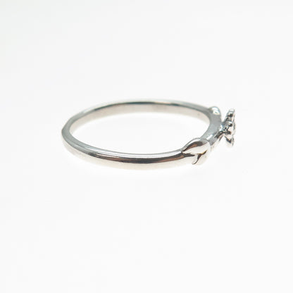 925 Sterling Silver Real Diamond Accent Flower Ring Size 9