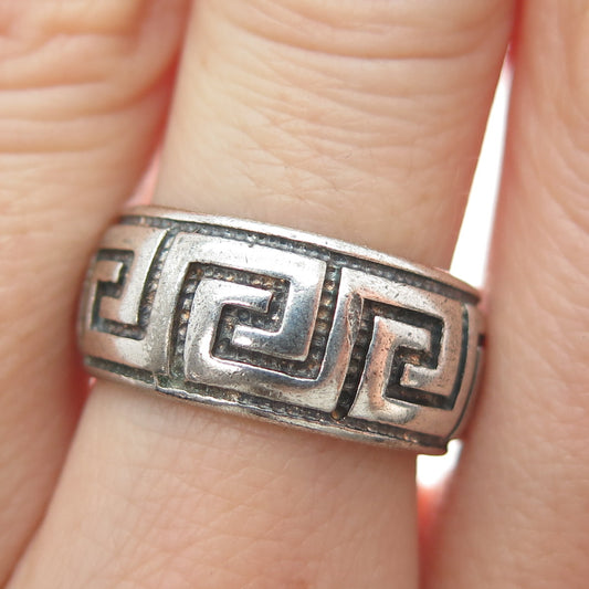 MILOR 925 Sterling Silver Vintage Italy Greek Maze Oxidized Band Ring Size 7.5